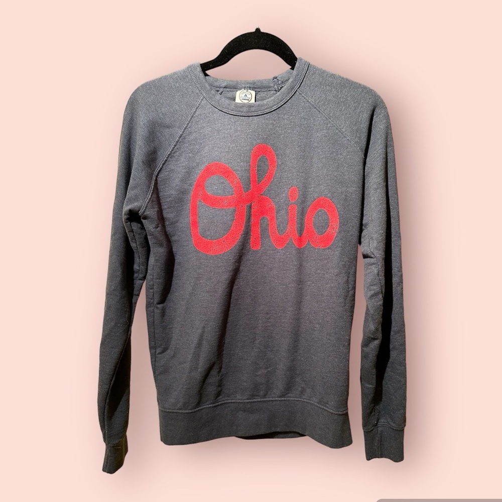 Grey OHIO cursive crewneck sweater